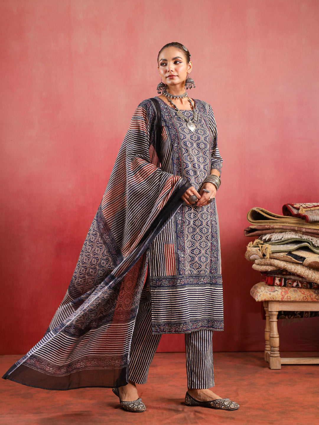 Tarang Ajrakh Suit Set