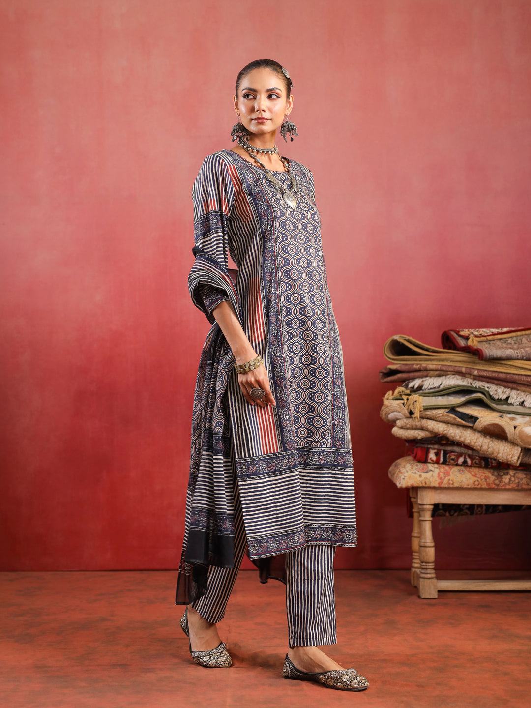 Tarang Ajrakh Suit Set