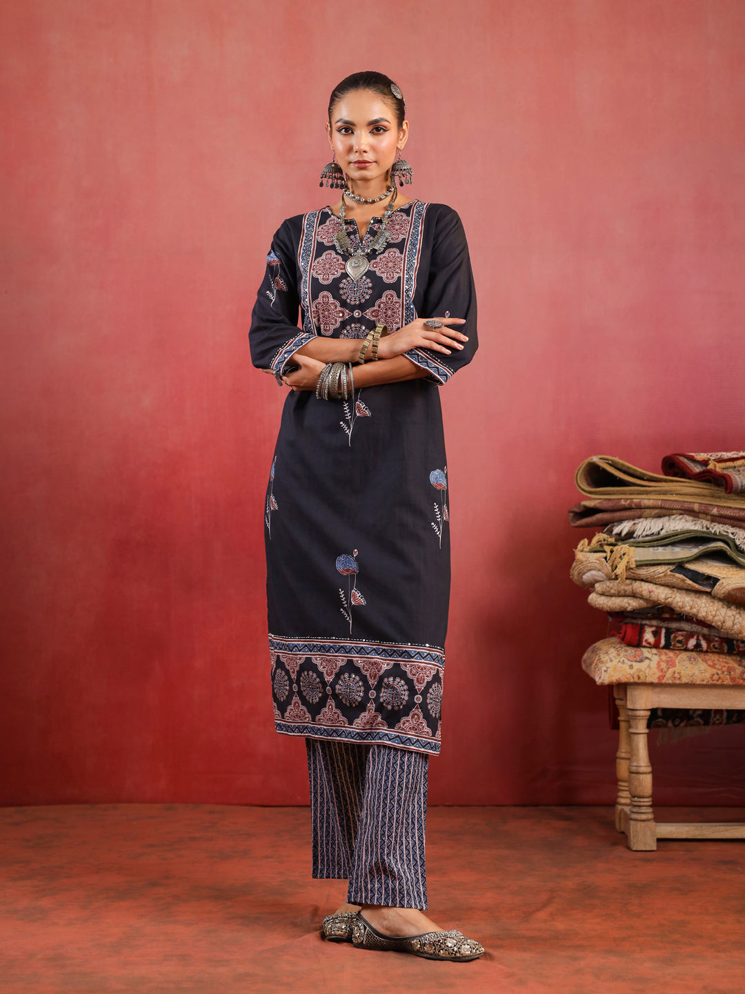Shama Ajrakh Suit Set