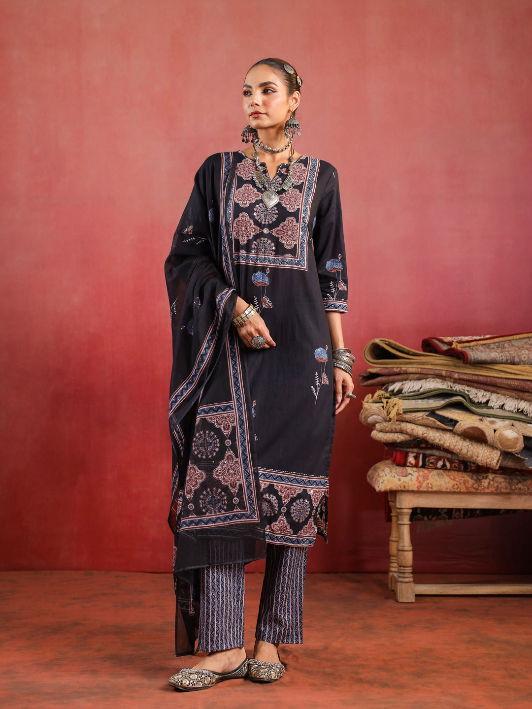Shama Ajrakh Suit Set