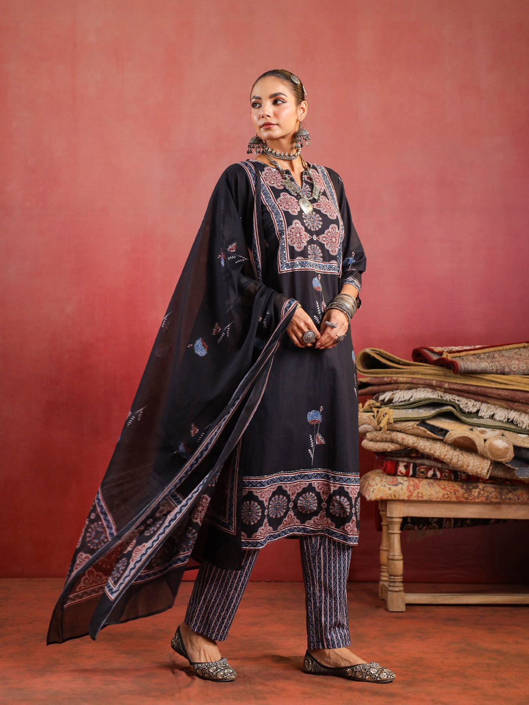 Shama Ajrakh Suit Set