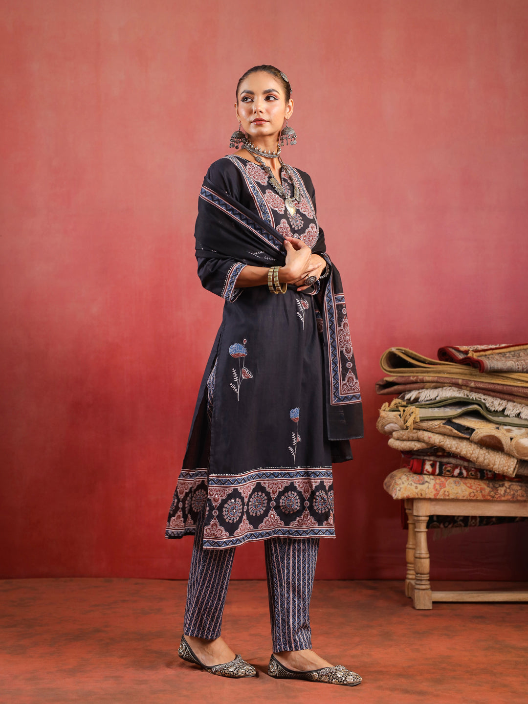 Shama Ajrakh Suit Set