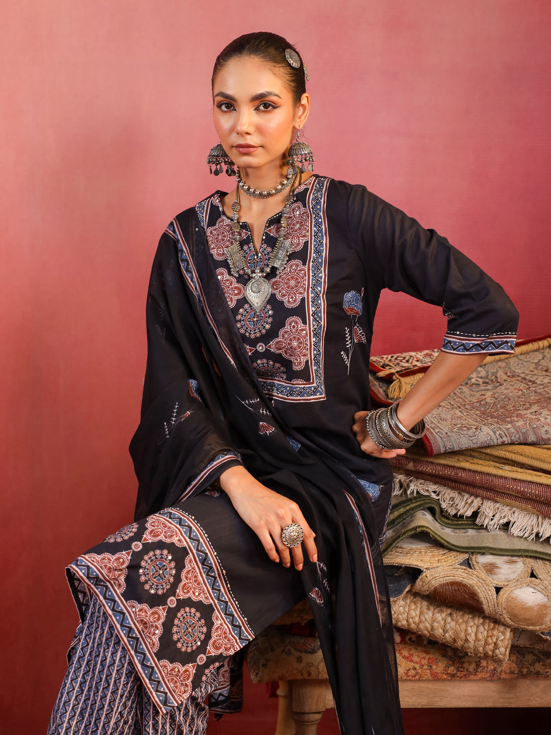 Shama Ajrakh Suit Set