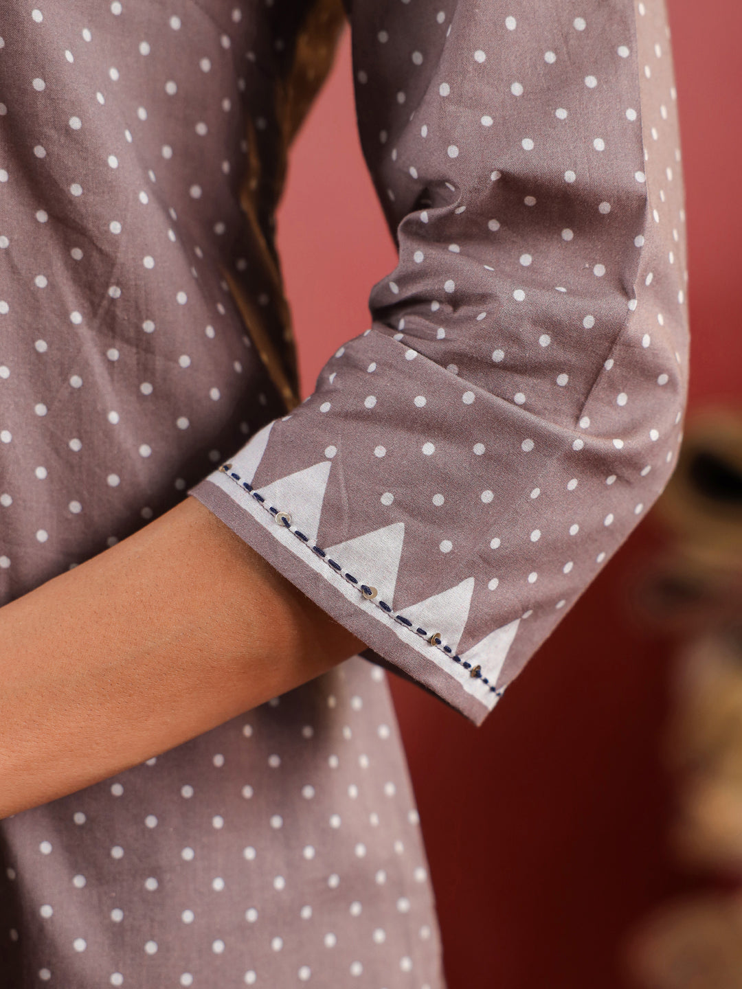 Noorani Mosaic Suit – Taupe & Indigo Harmony