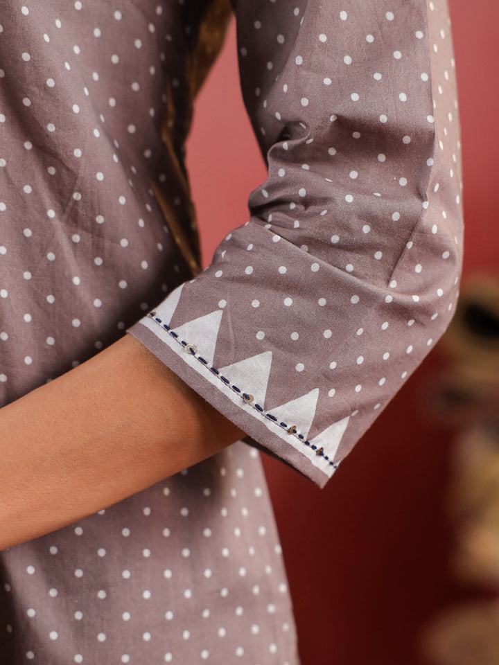 Noorani Mosaic Suit – Taupe & Indigo Harmony