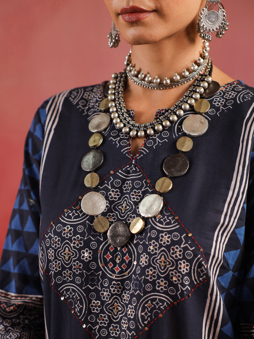 Kaari Sitara | Charcoal Ajrakh Suit Set