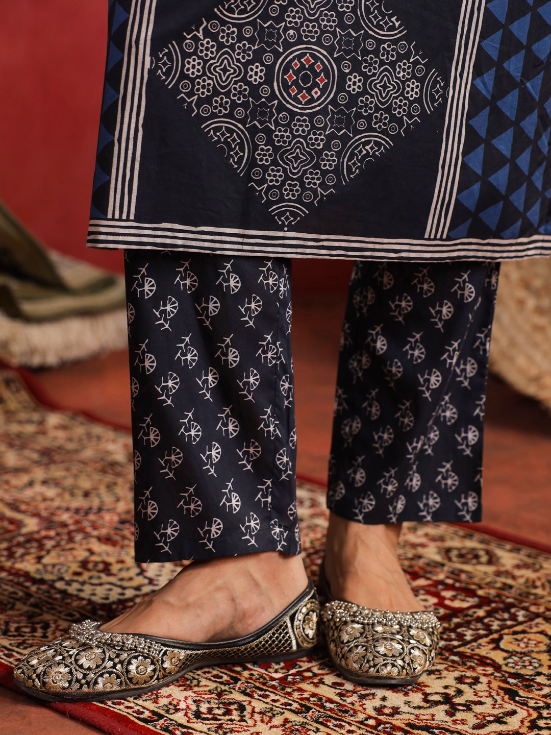 Kaari Sitara | Charcoal Ajrakh Suit Set