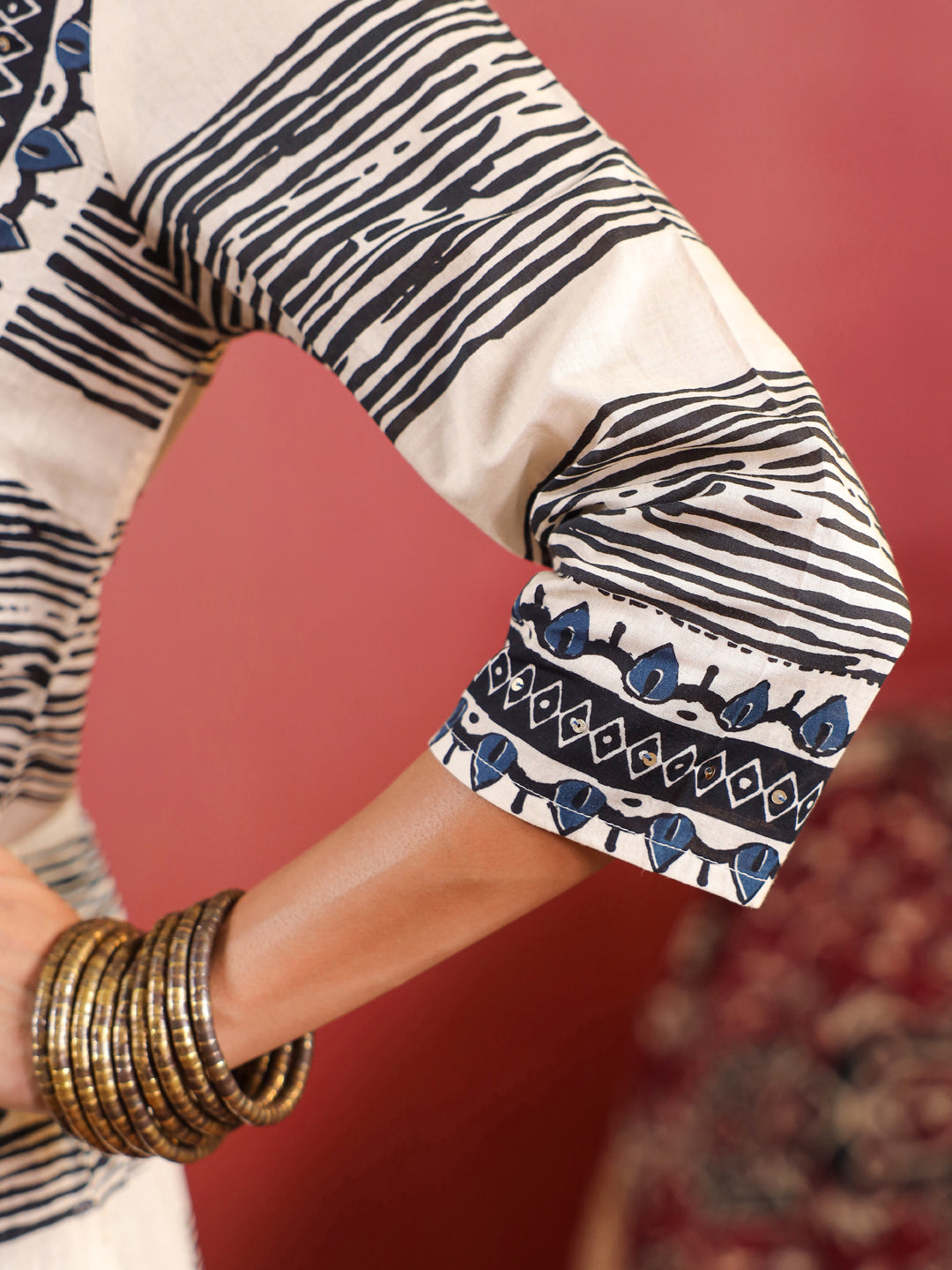 Noor | Beige Indigo Suit Set