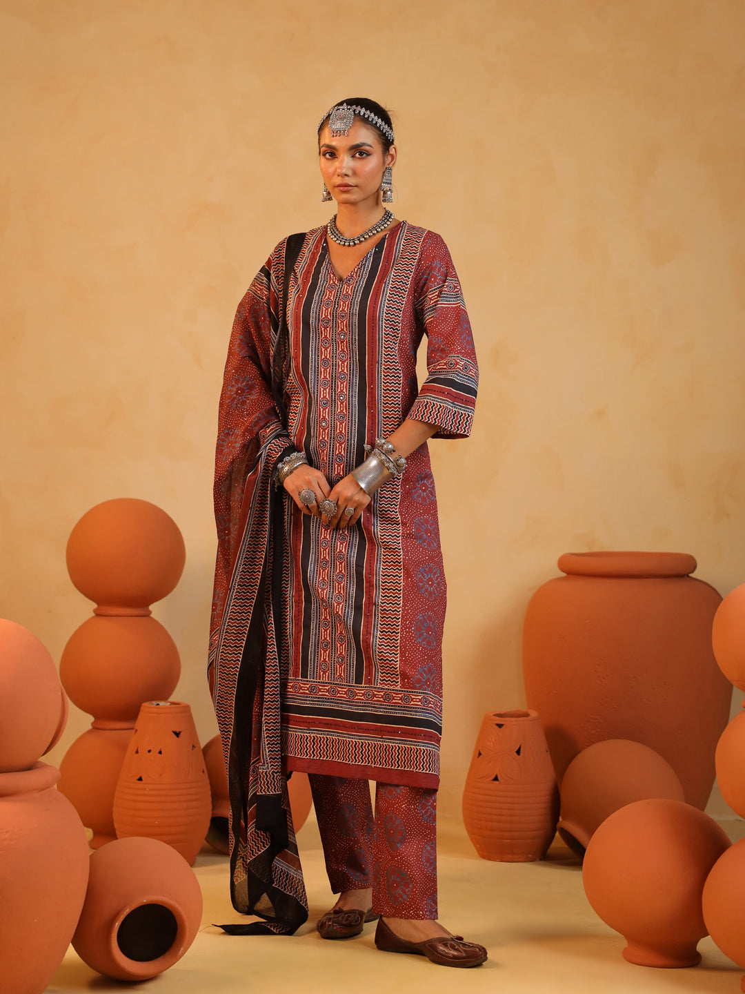Nargis | Terracotta Suit Set