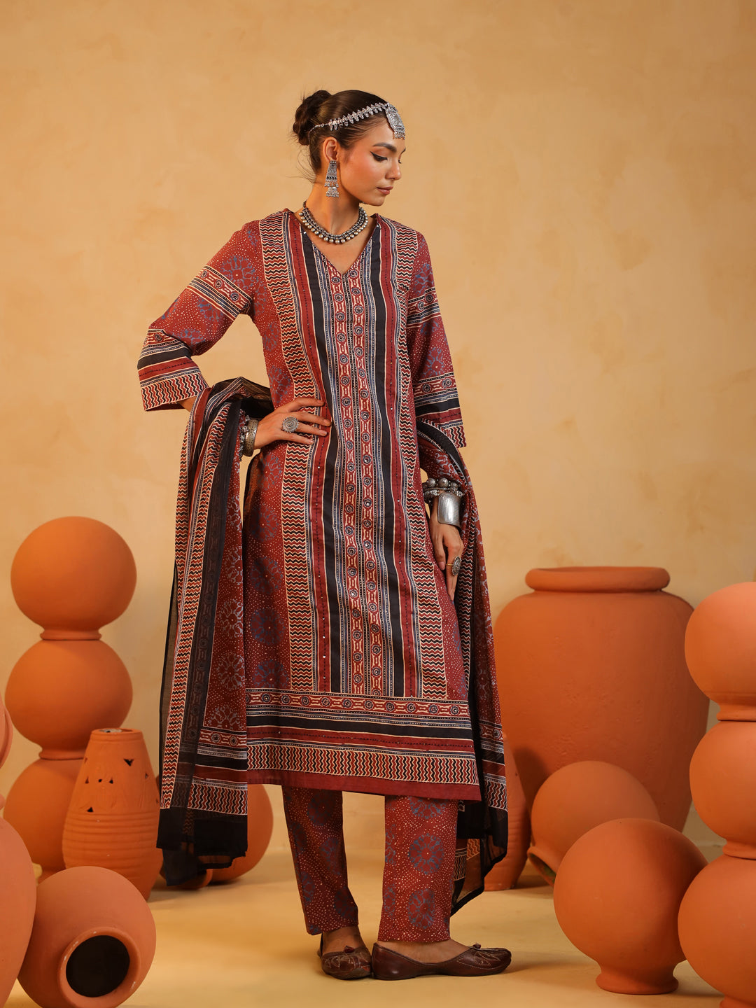 Nargis | Terracotta Suit Set