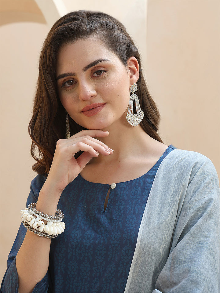 Indigo Radiance – Pure Cotton Digital Print Suit Set