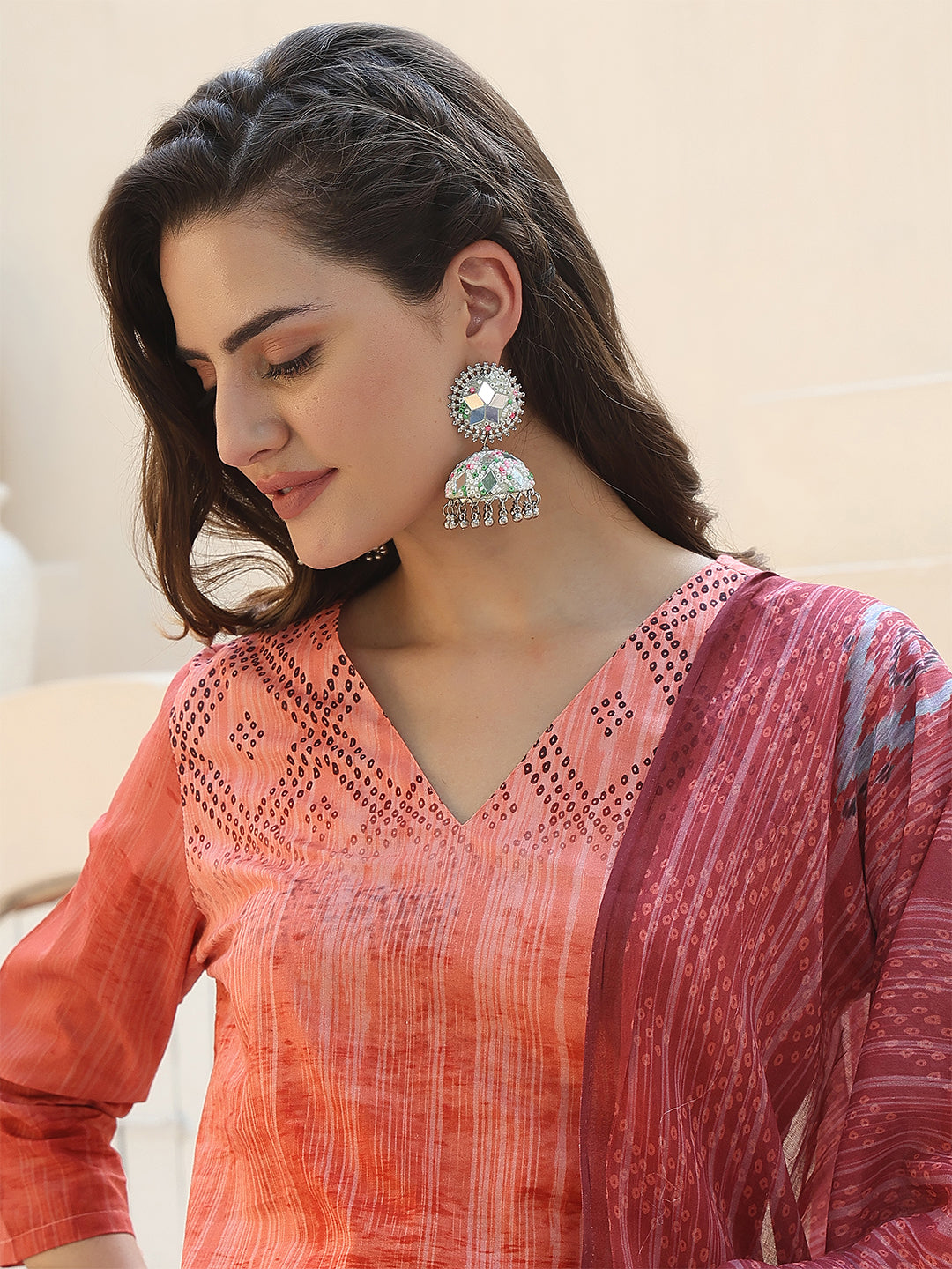 Sunset Radiance – Orange Cotton Straight Suit Set