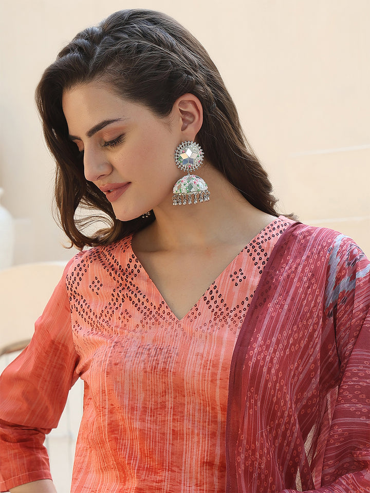 Sunset Radiance – Orange Cotton Straight Suit Set