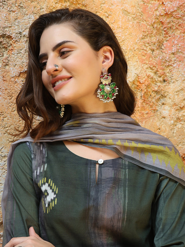 Forest Glow Ikat Suit Set
