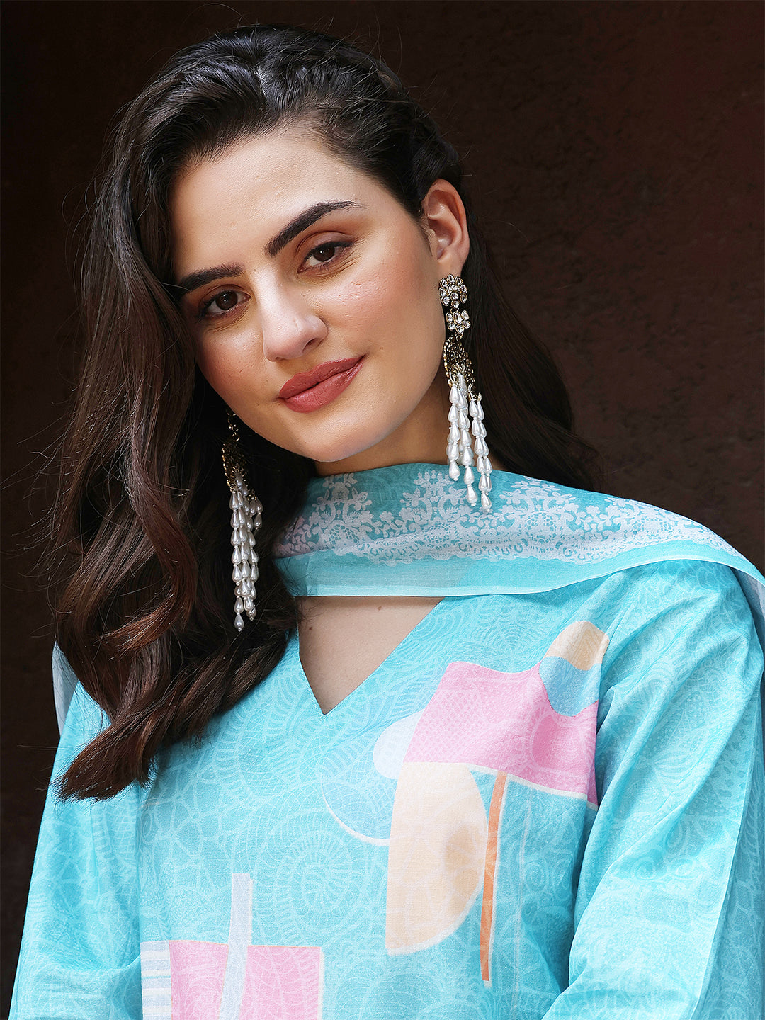 Aqua Blossom Straight Suit Set