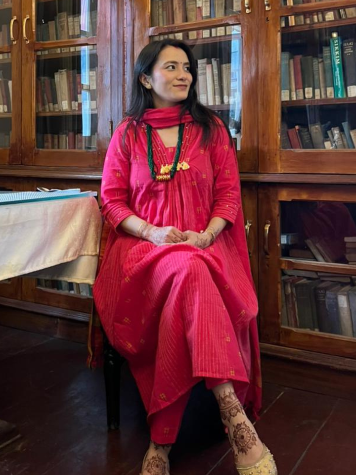 Rani - Pink Handloom Suit Set