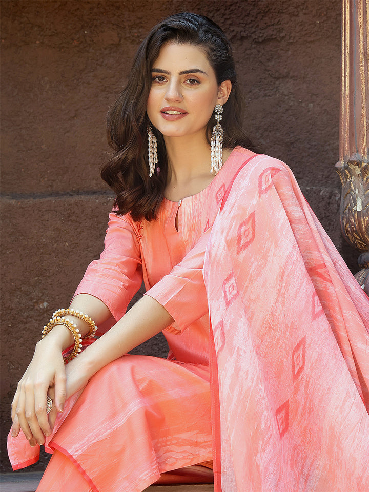 Coral Ikat Charm Suit Set
