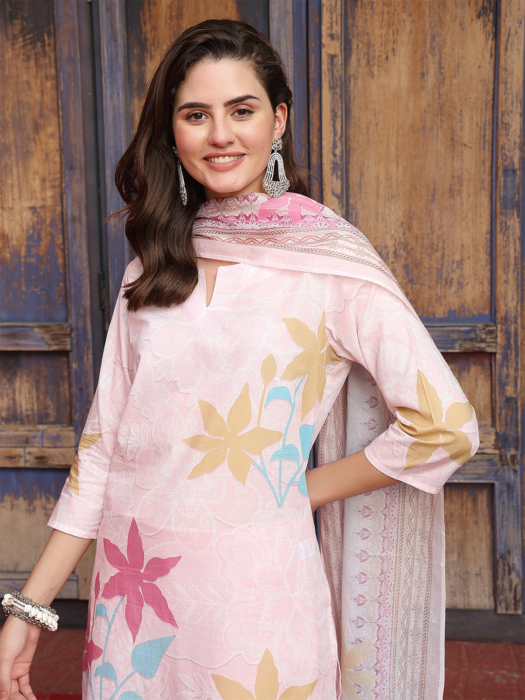 Blush Meadow – Pastel Pink Cotton Suit Set