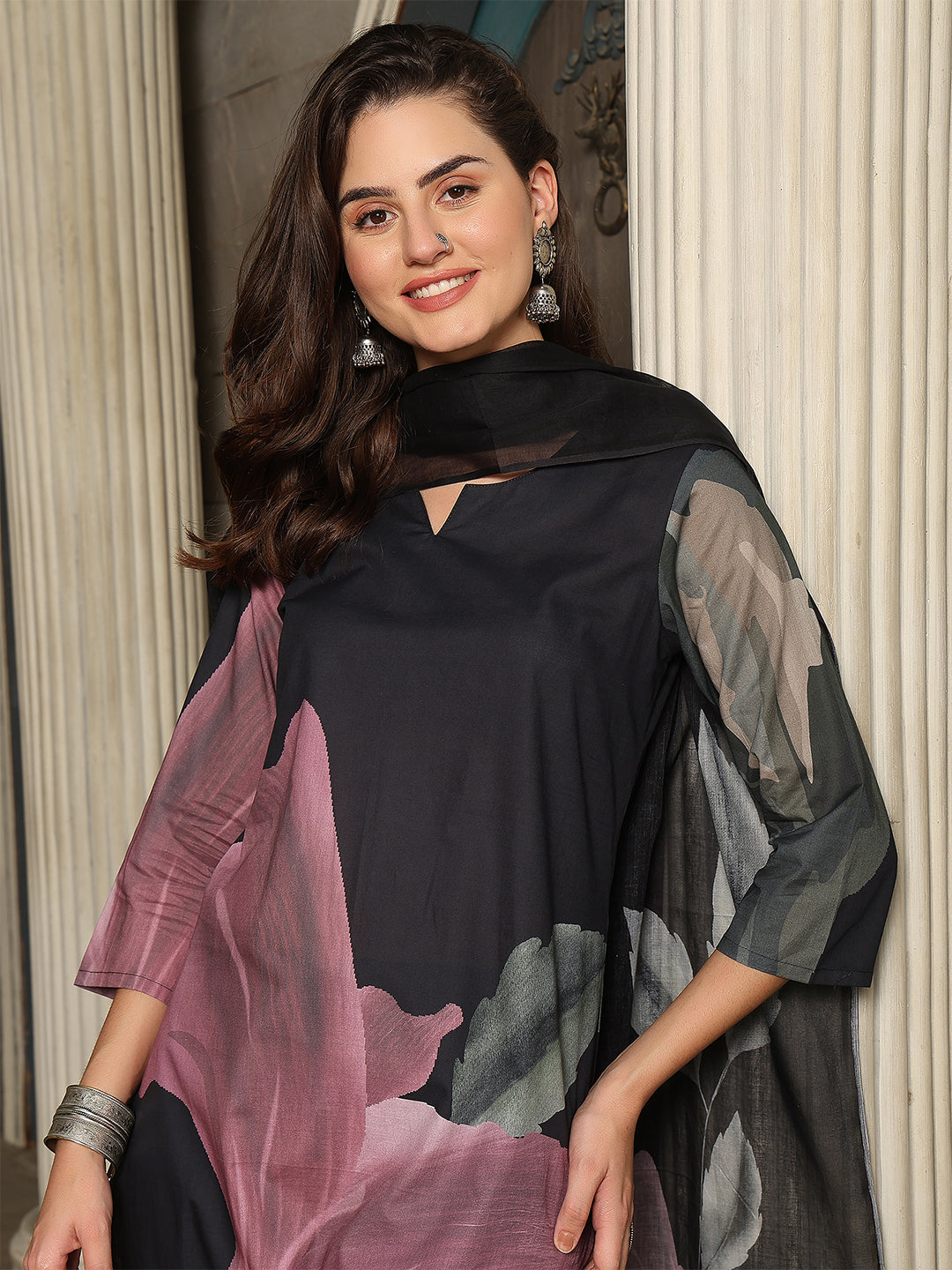 Midnight Petal Straight Suit Set