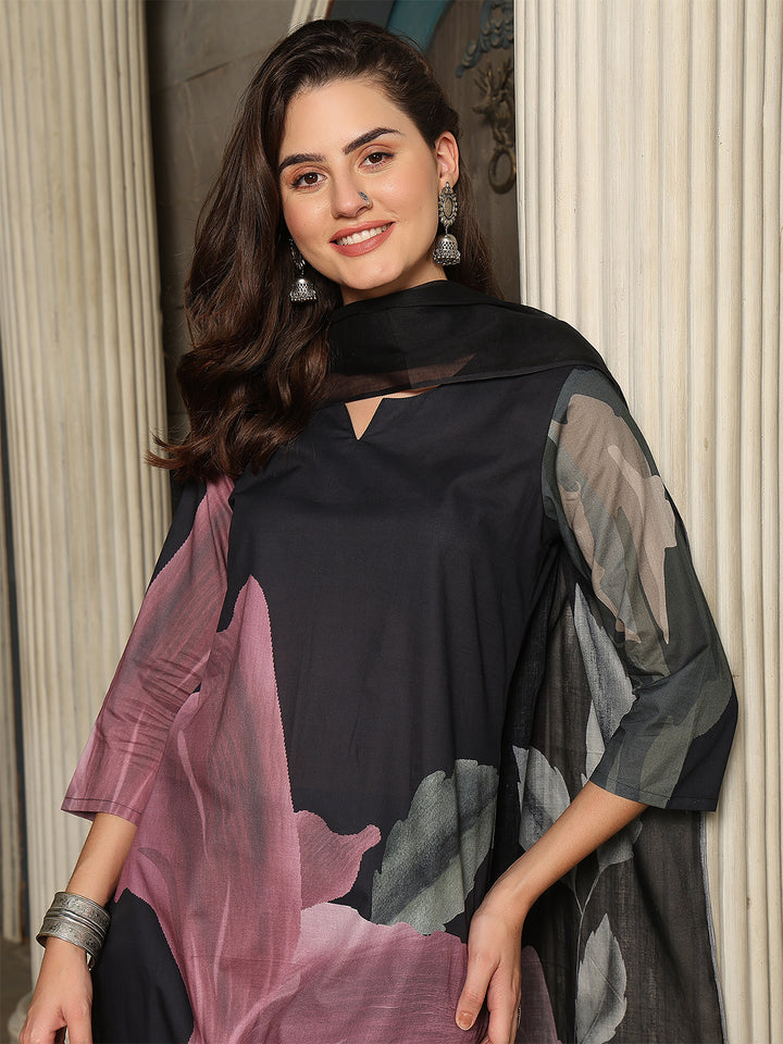 Midnight Petal Straight Suit Set