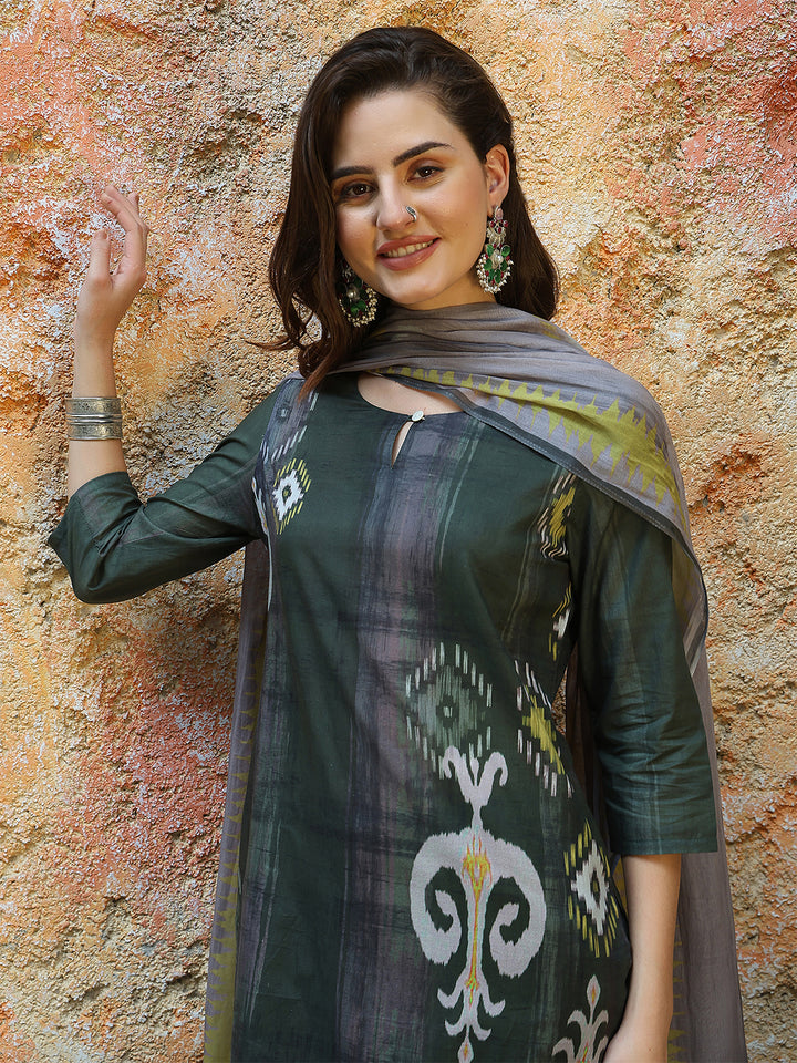 Forest Glow Ikat Suit Set