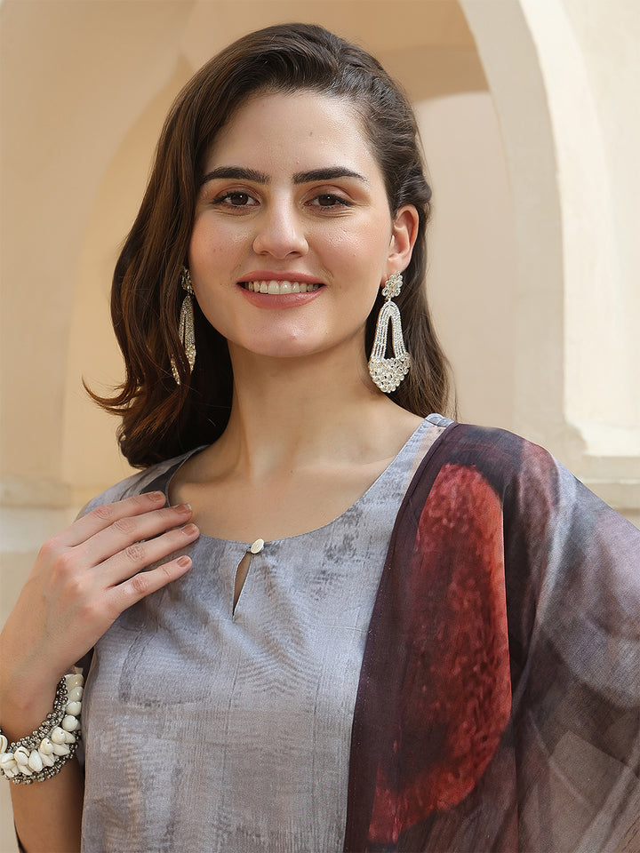 Mocha Abstract Charm – Pure Cotton Digital Print Suit Set