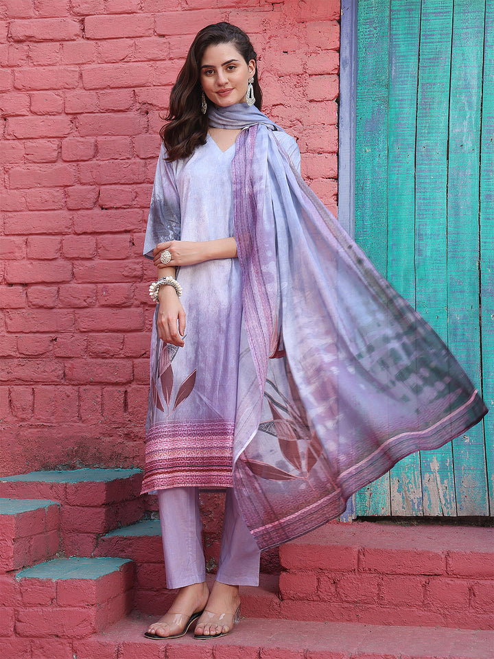 Lavender Dreamscape – Pure Cotton Digital Print Suit Set