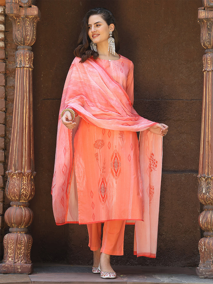 Coral Ikat Charm Suit Set