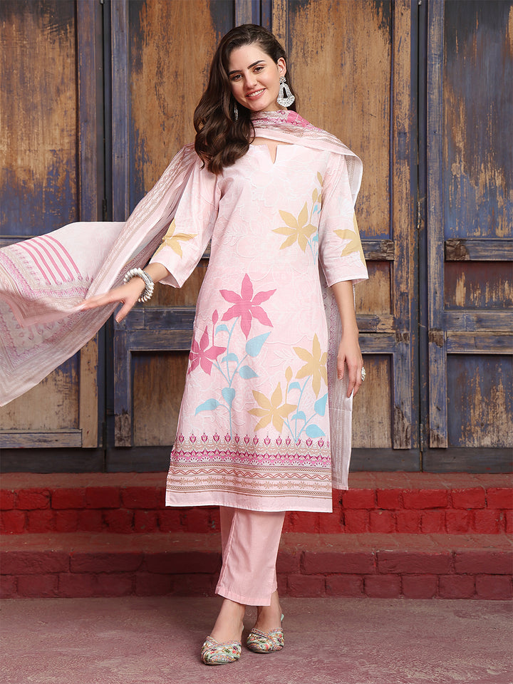 Blush Meadow – Pastel Pink Cotton Suit Set