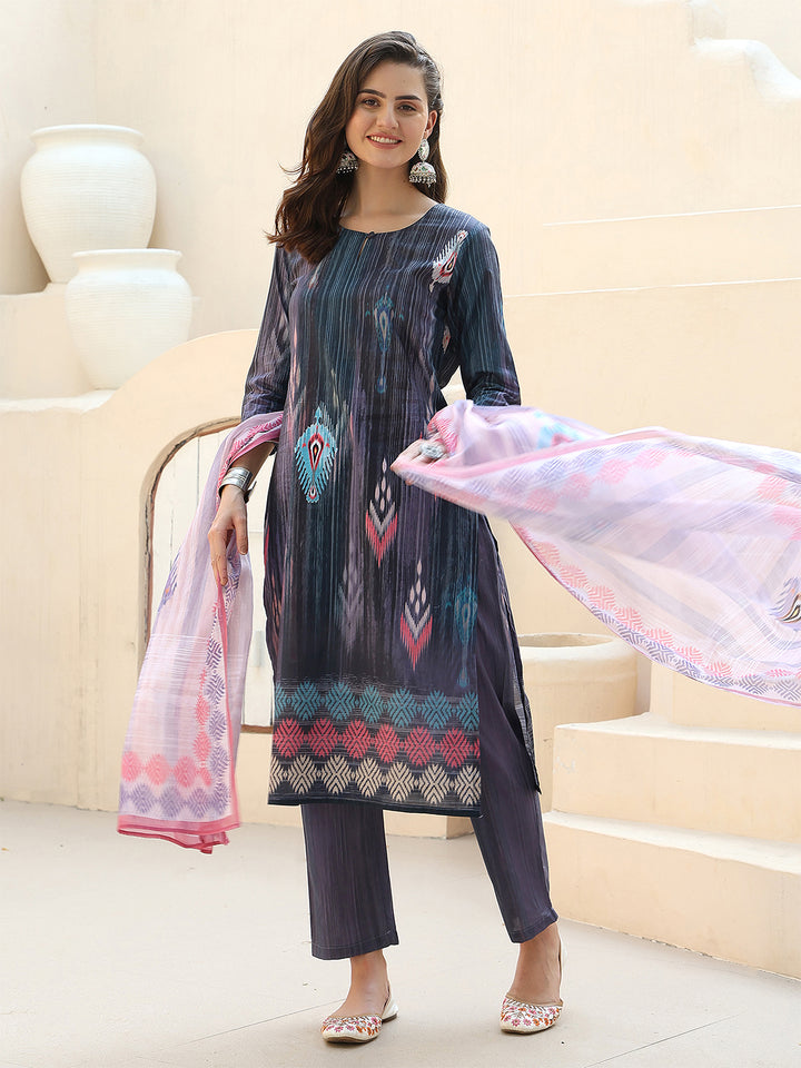 Ikat Mirage Straight Suit Set