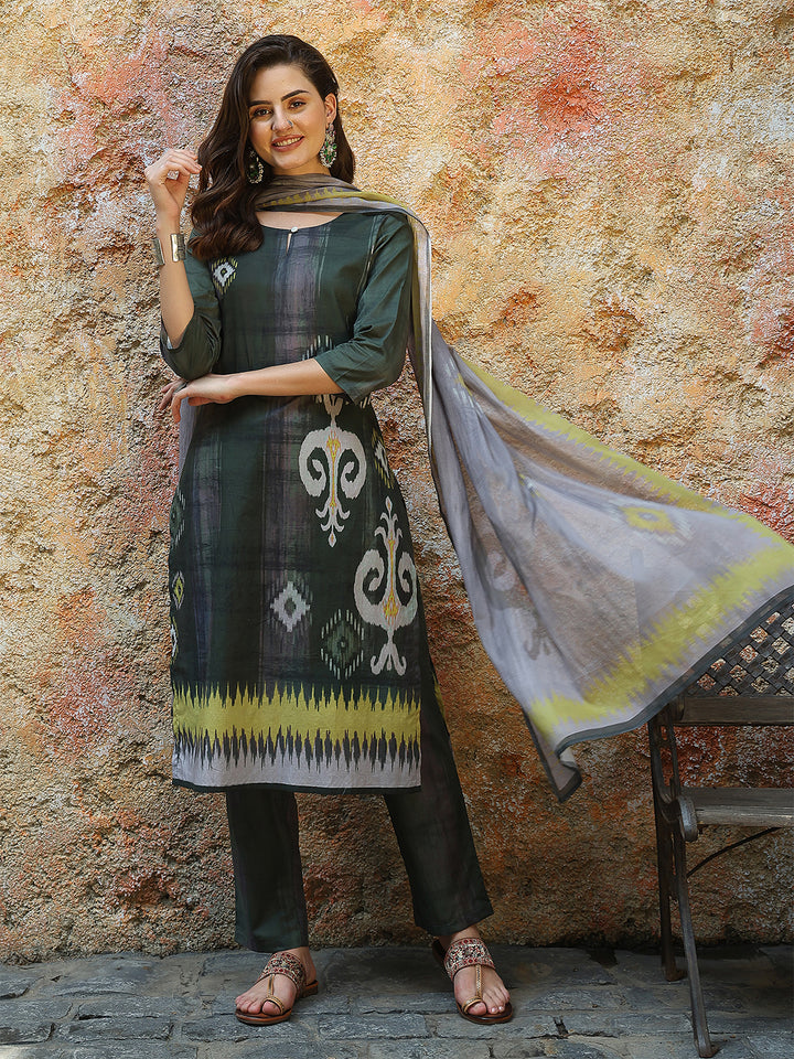 Forest Glow Ikat Suit Set