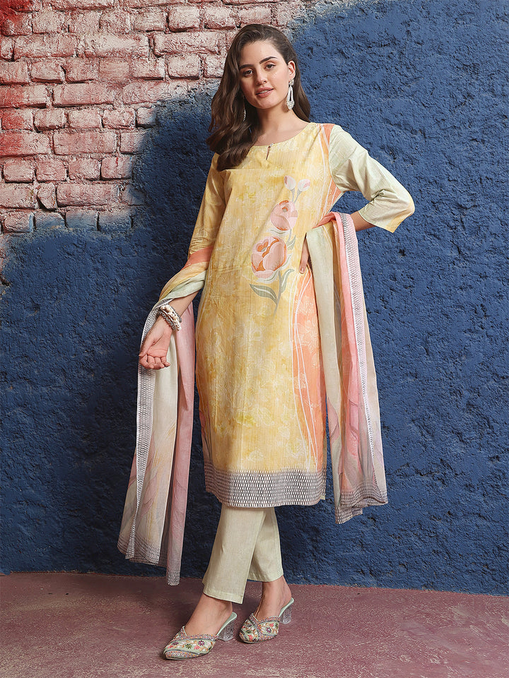 Morning Glow – Yellow Cotton Suit Set