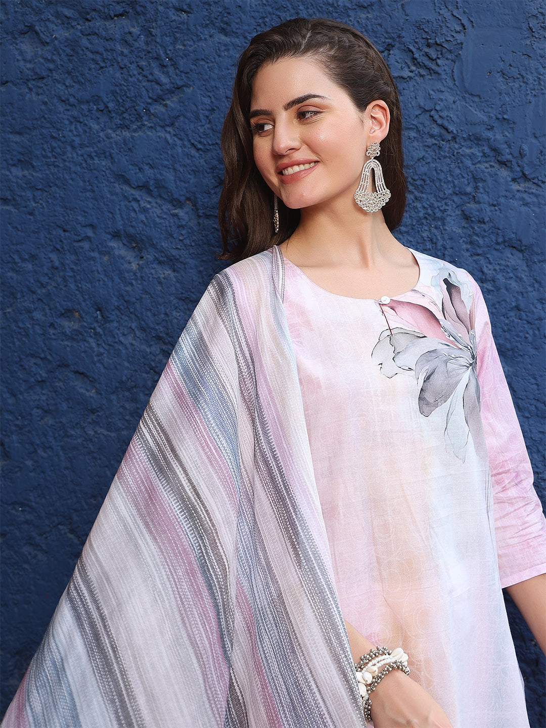 Whisper Petals – Powder Pink Cotton Suit Set