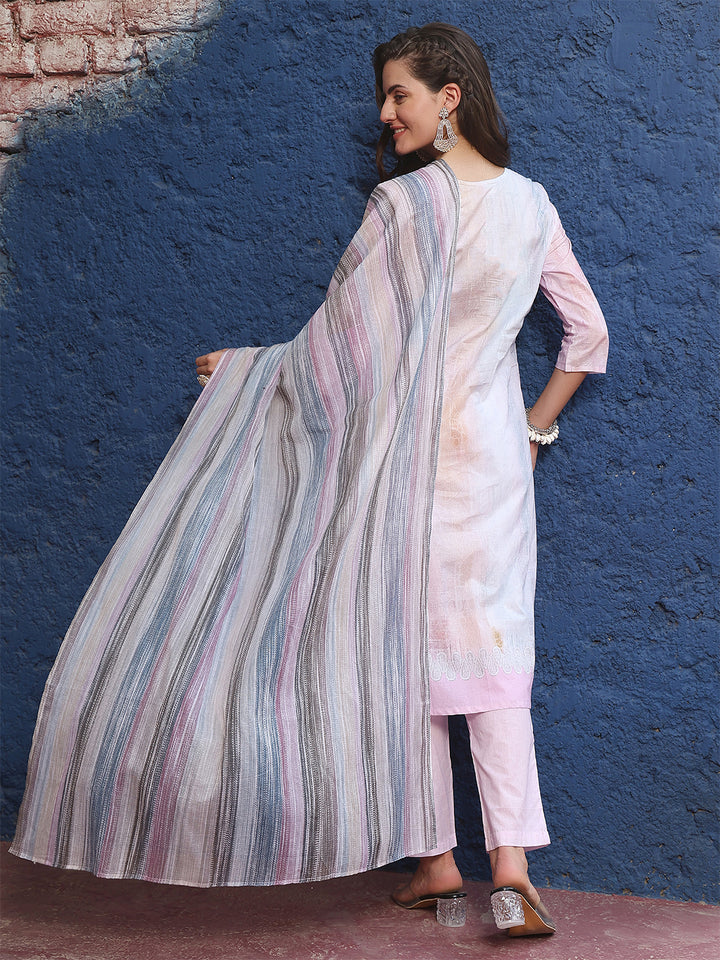 Whisper Petals – Powder Pink Cotton Suit Set