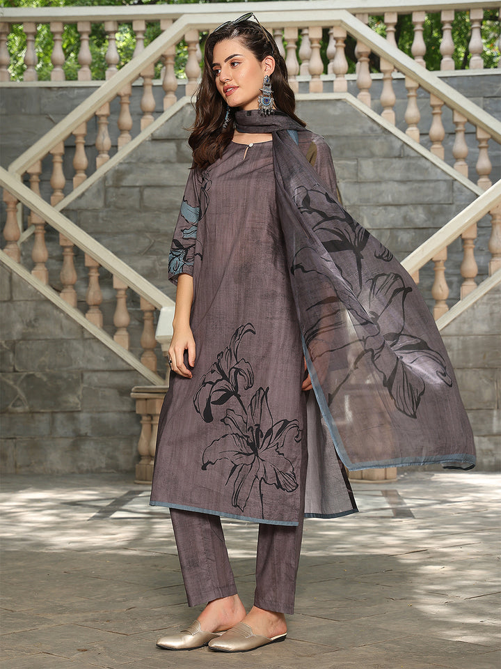 Charcoal Bloom Suit Set