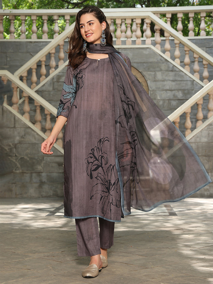 Charcoal Bloom Suit Set