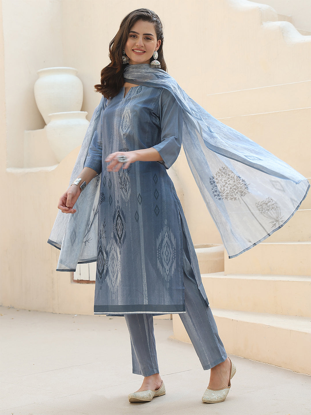 Indigo Ikat Whisper Suit Set