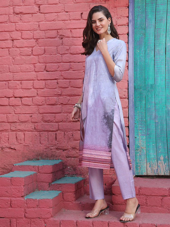 Lavender Dreamscape – Pure Cotton Digital Print Suit Set
