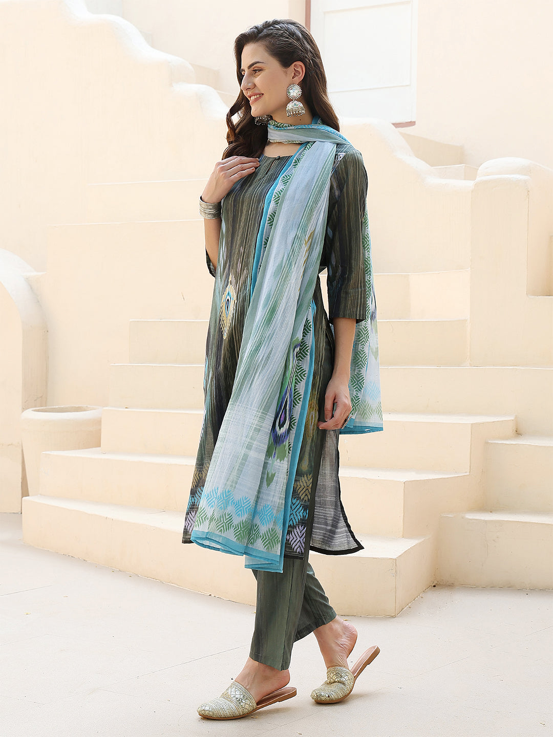 Ikat Horizon Straight Suit Set