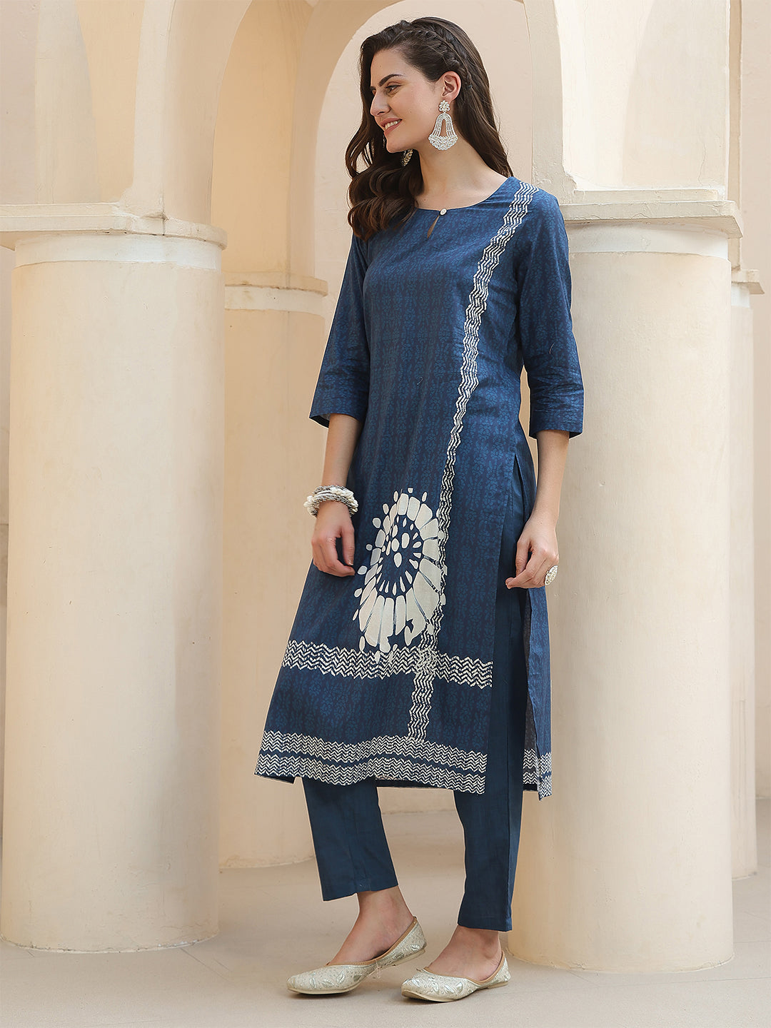 Indigo Radiance – Pure Cotton Digital Print Suit Set