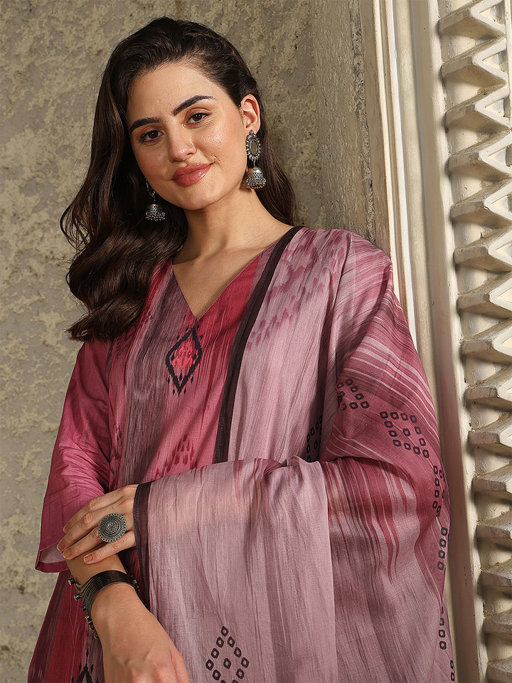 Mauve Ikat Elegance Suit Set