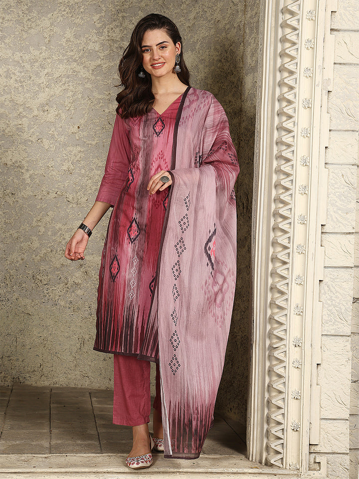 Mauve Ikat Elegance Suit Set