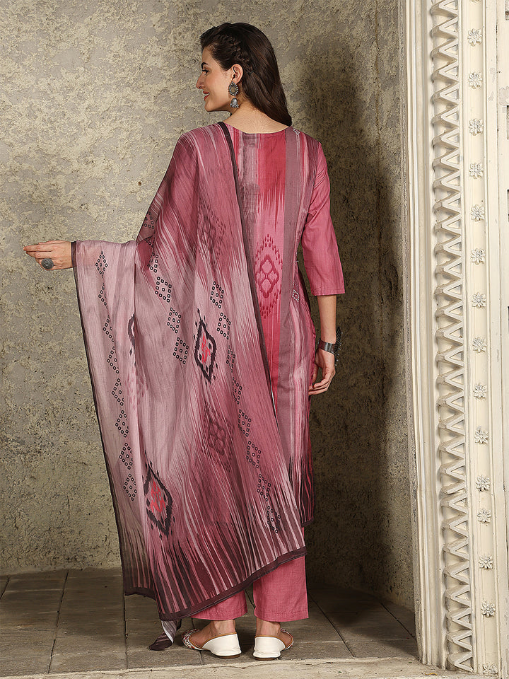 Mauve Ikat Elegance Suit Set
