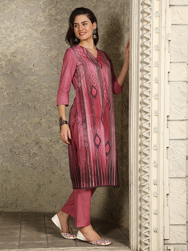 Mauve Ikat Elegance Suit Set