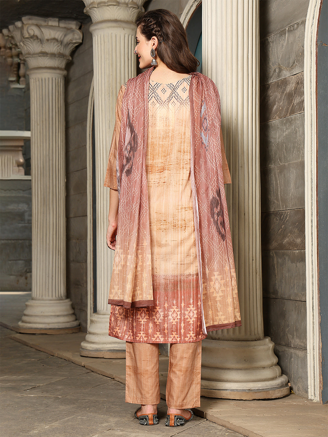 Amber Ikat Elegance – Cotton Straight Suit Set