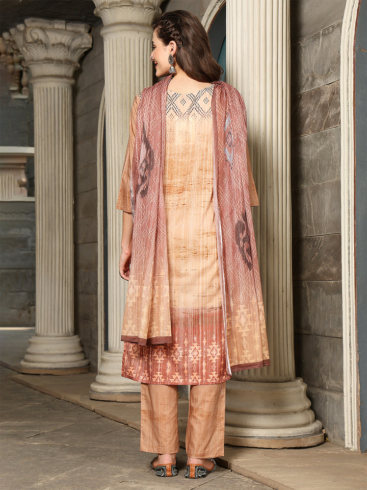 Amber Ikat Elegance – Cotton Straight Suit Set