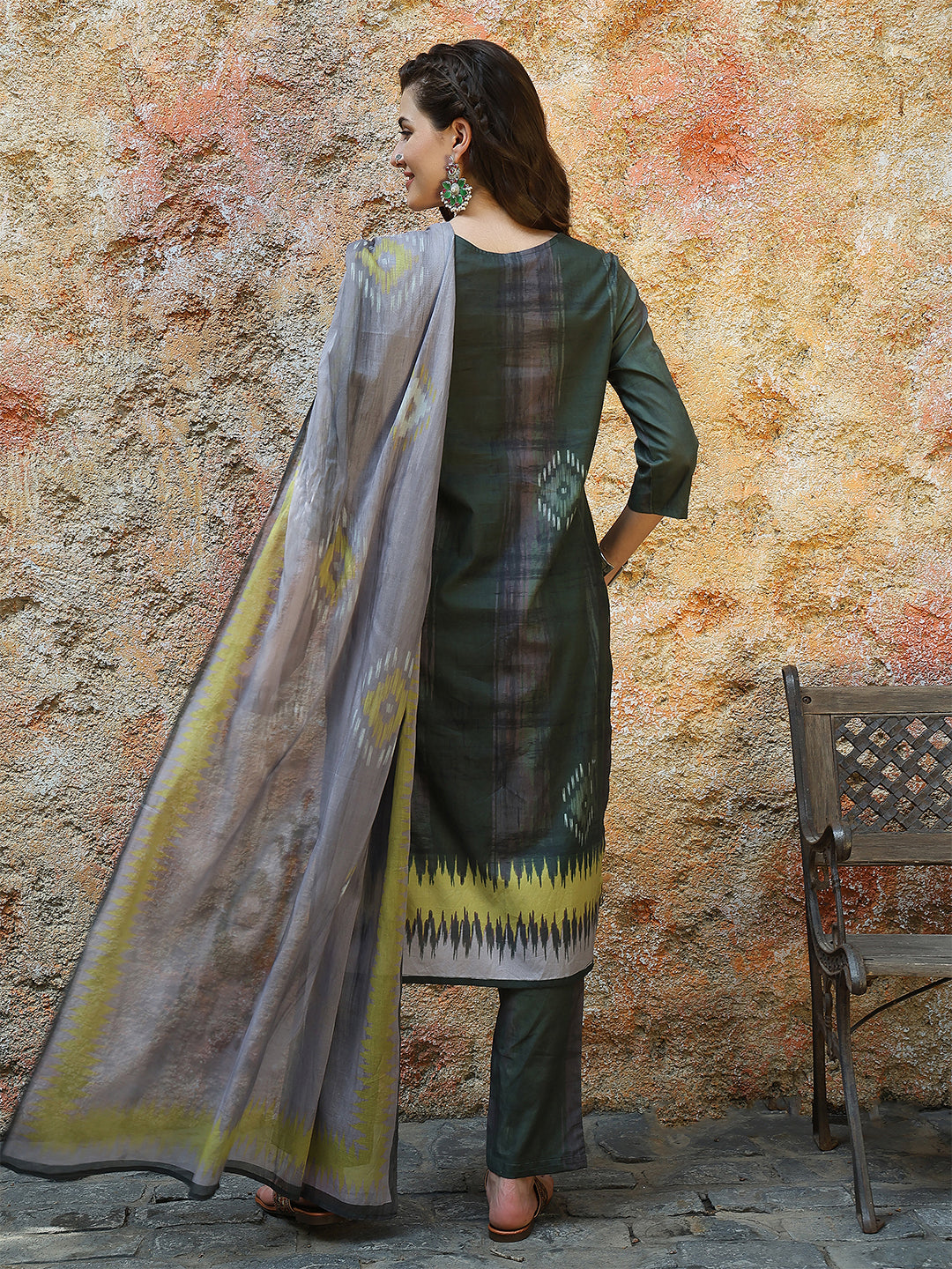 Forest Glow Ikat Suit Set