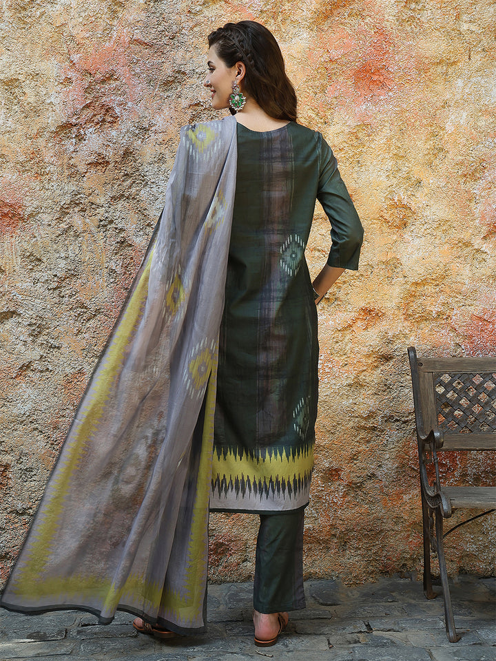Forest Glow Ikat Suit Set