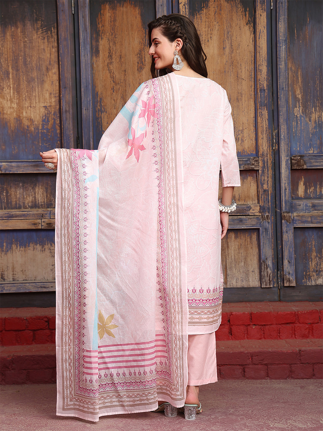 Blush Meadow – Pastel Pink Cotton Suit Set