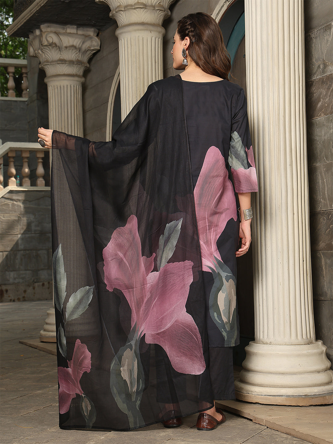 Midnight Petal Straight Suit Set